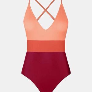 Cupshe Colorblock Criss Cross One-piece Swimsuit - Women's Large NWT